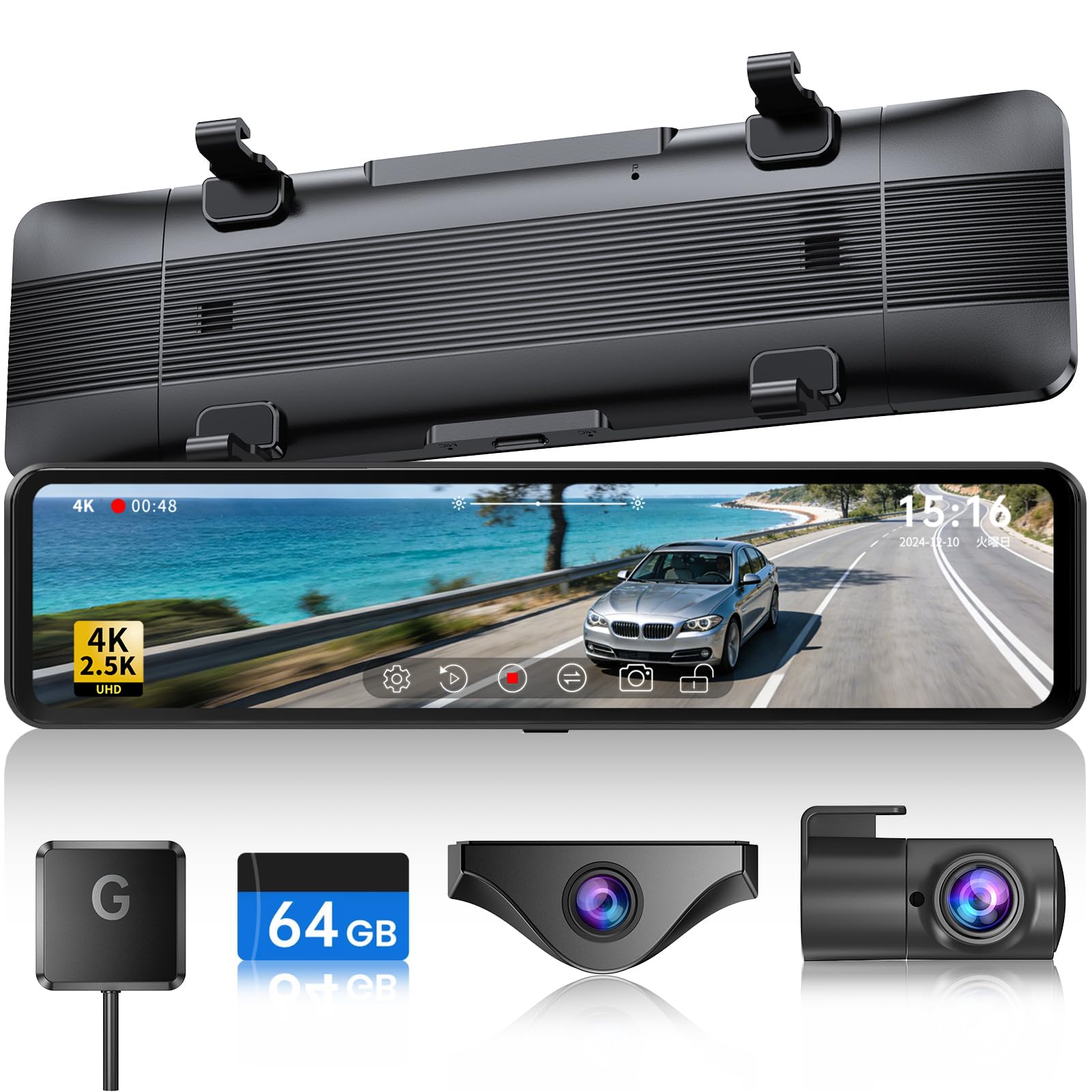 STREAM MEDIA MIRROR DASH CAM T860-1 本体 Amazon.com: JOMISE T860+ Mirror Dash Cam 4K Front and 2.5K Rear